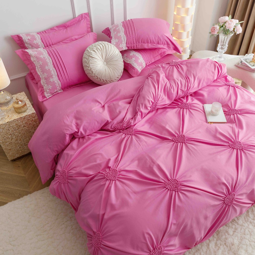 lenjerie cu pliuri inimioare si broderie - roz lenjerie cu pliuri inimioare si broderie - roz