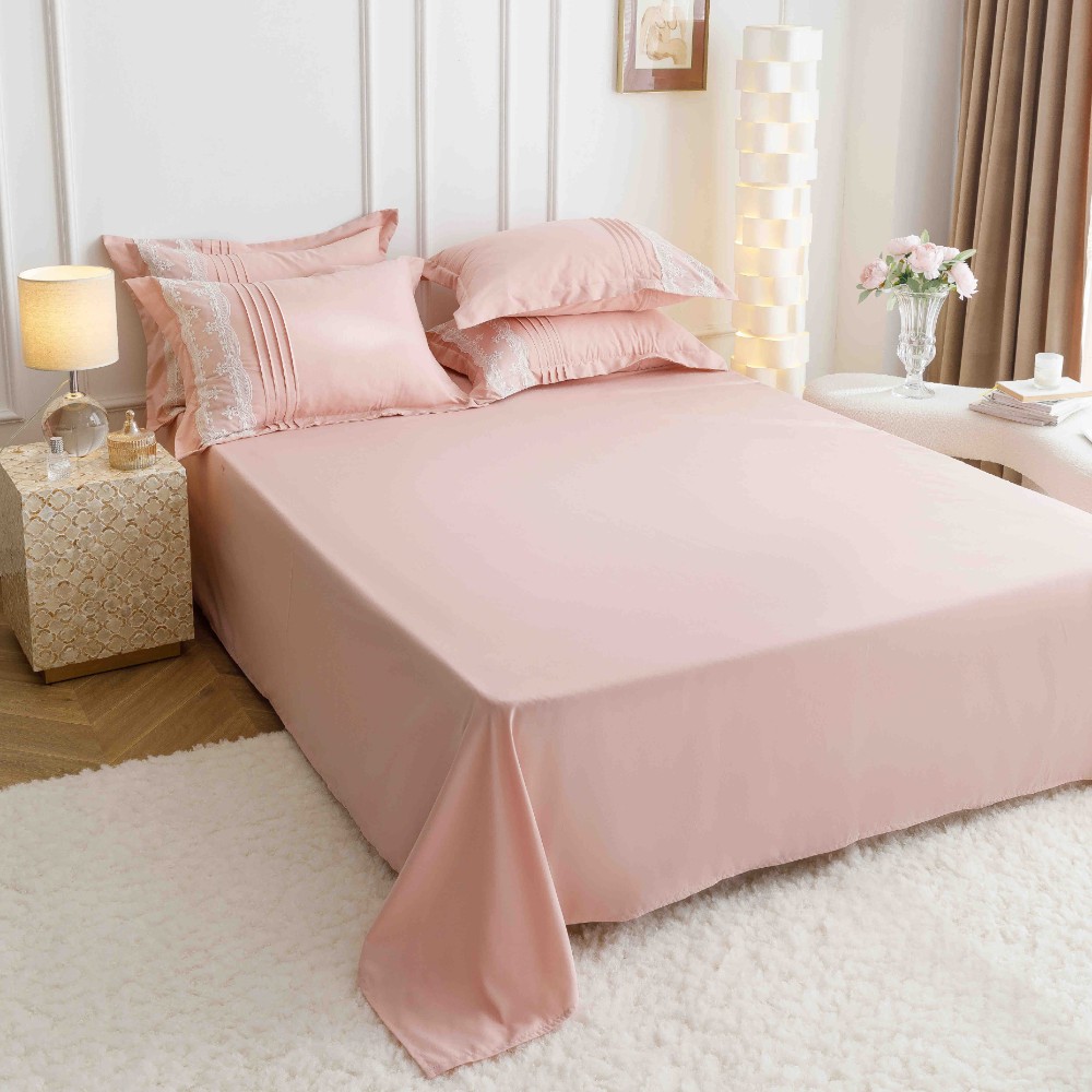 lenjerie cu pliuri inimioare si broderie - somon 1 lenjerie cu pliuri inimioare si broderie - somon