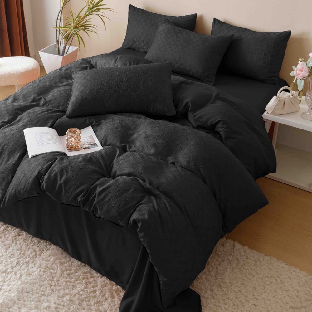 lenjerie jacquard din finet - negru 1 lenjerie jacquard din finet - negru