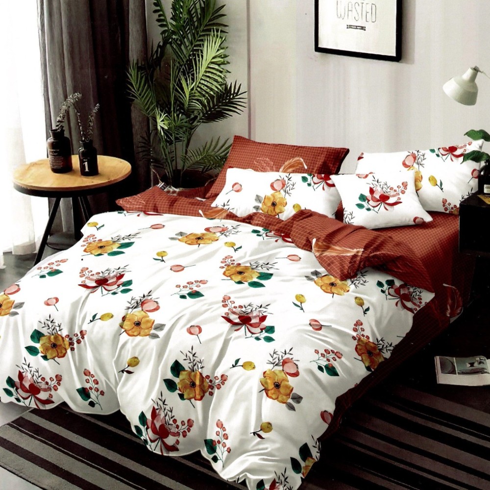 lenjerie cu 2 fete cu flori multicolore lenjerie cu 2 fete cu flori multicolore