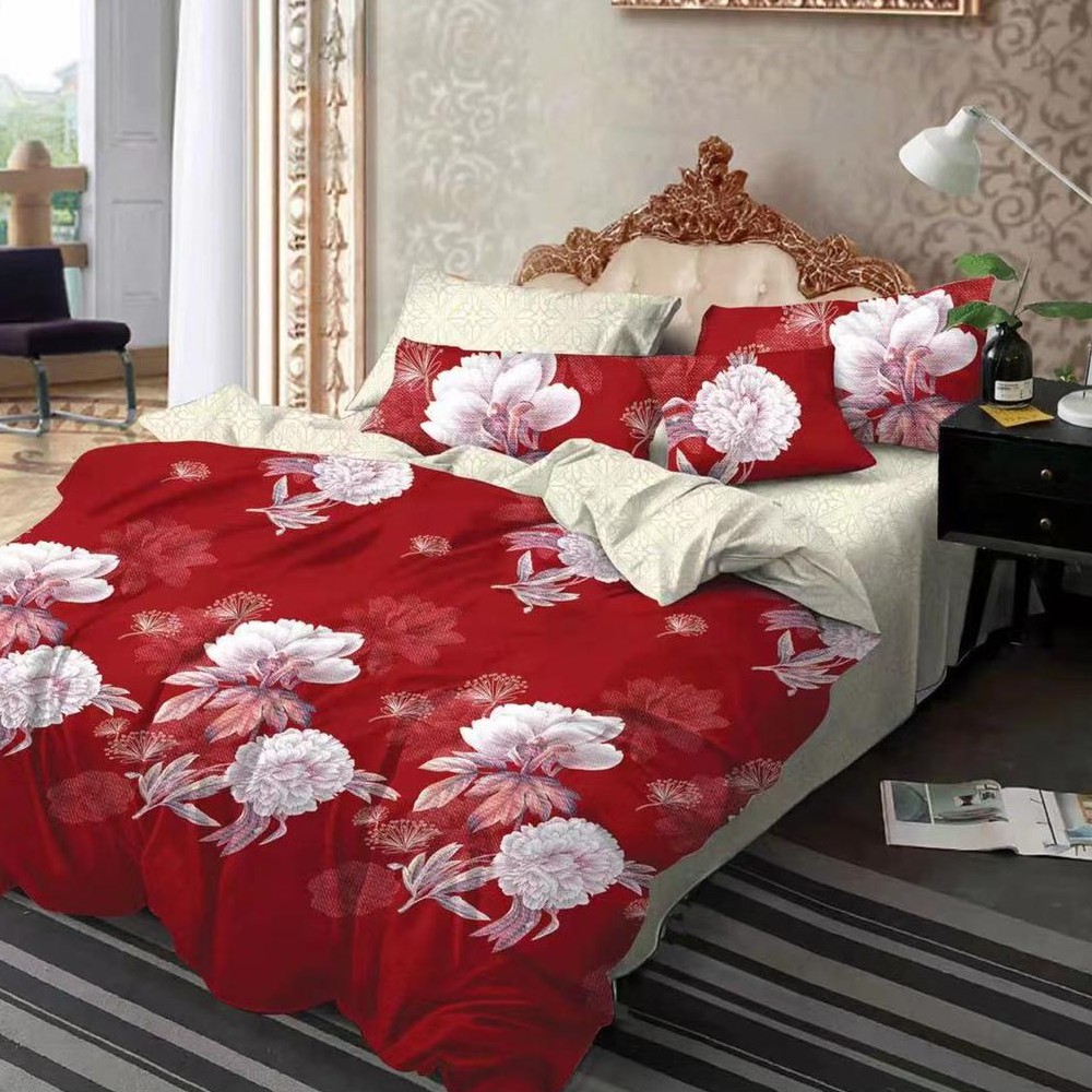 lenjerie rosie cu flori albe lenjerie rosie cu flori albe