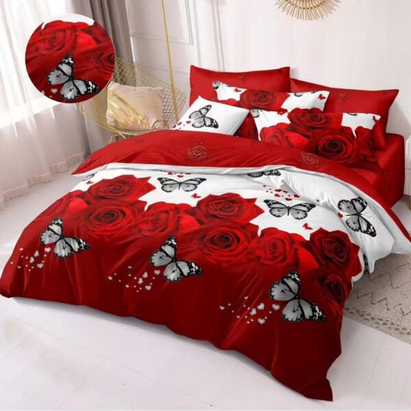 lenjerie rosie cu trandafiri