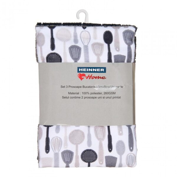 set 3 prosoape de bucatarie ustensile gri HR-3TWL70-SPNG