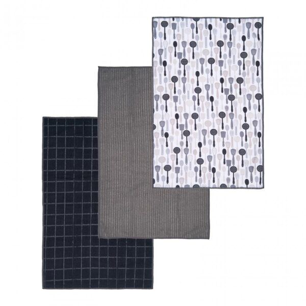set 3 prosoape de bucatarie ustensile gri HR-3TWL70-SPNG