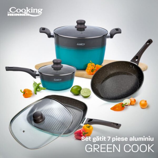 set gatit oale si tigai 7 piese aluminiu green cook heinner