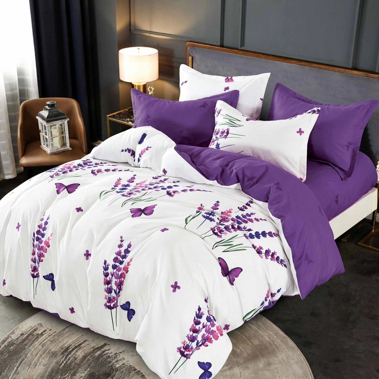 lenjerie alb mov cu lavanda lenjerie alb mov cu lavanda