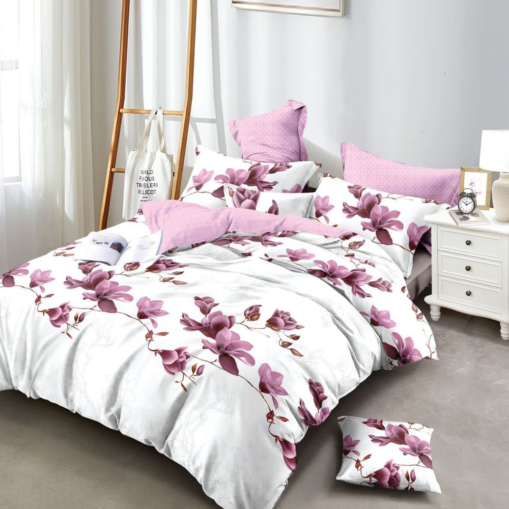 lenjerie alb lila cu floricele lenjerie alb lila cu floricele