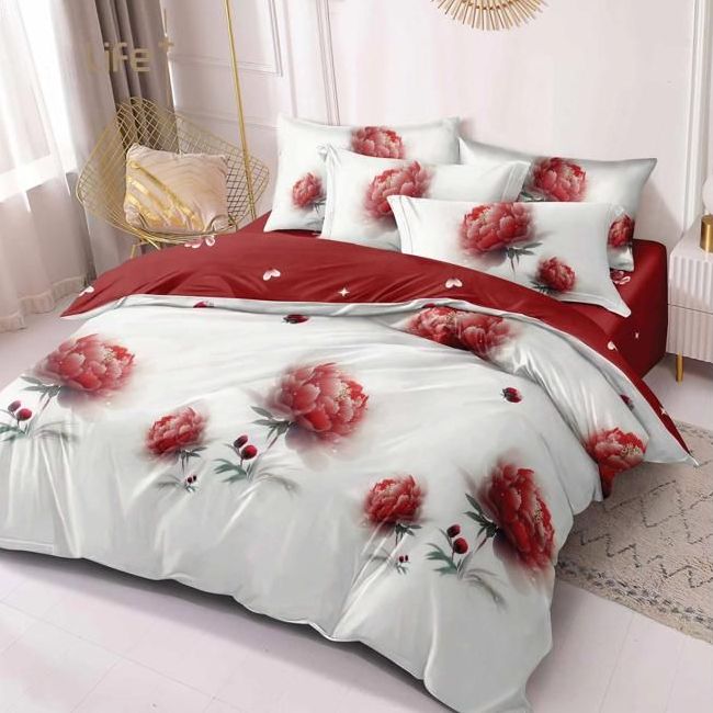 lenjerie alb rosie cu flori lenjerie alb rosie cu flori