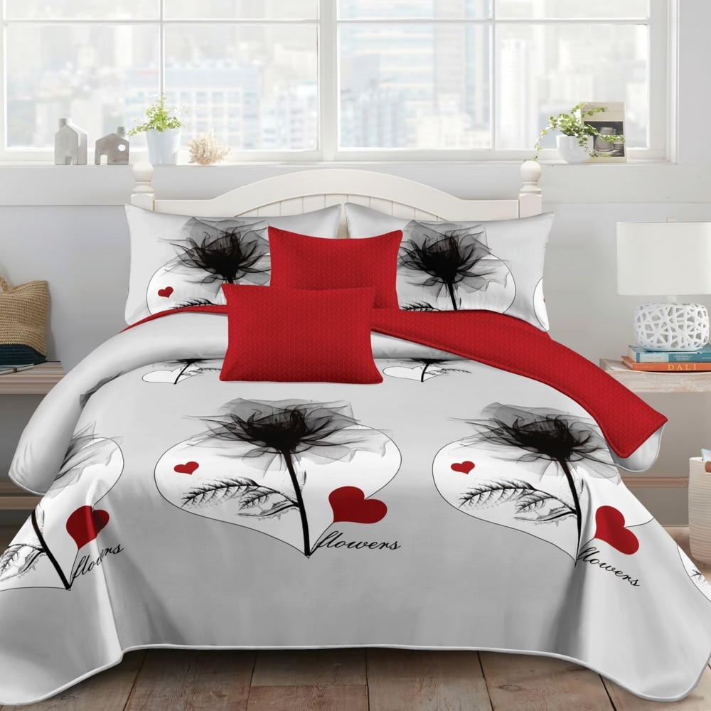 lenjerie de pat finet gri cu inimioare lenjerie de pat finet gri cu inimioare