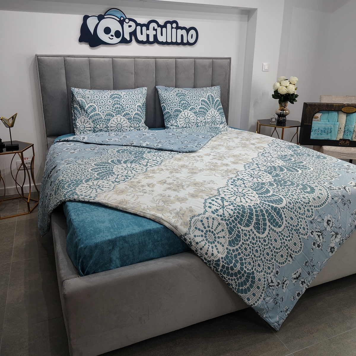 Lenjerie de Pat din Bumbac Ranforce Pat 2 Persoane PUF122989 profil