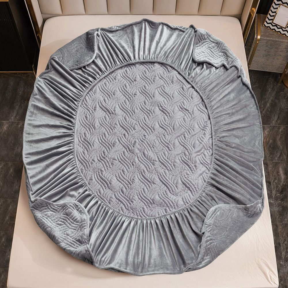 husa de pat catifea gri deschis 1 husa de pat catifea gri deschis