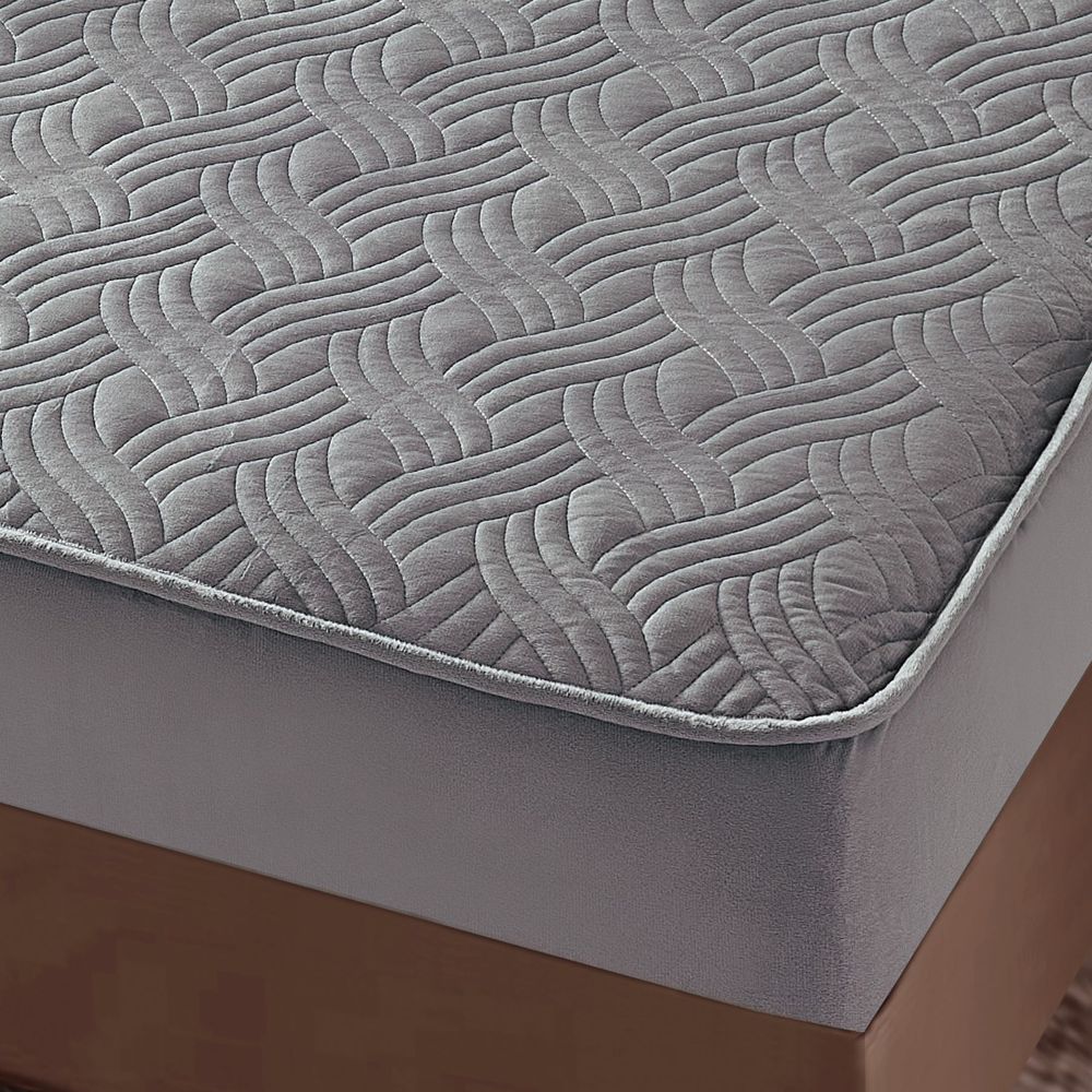 husa de pat catifea gri deschis 2 husa de pat catifea gri deschis