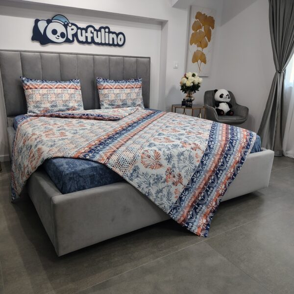 lenjerie bumbac randorce albastra cu ornamente (2)