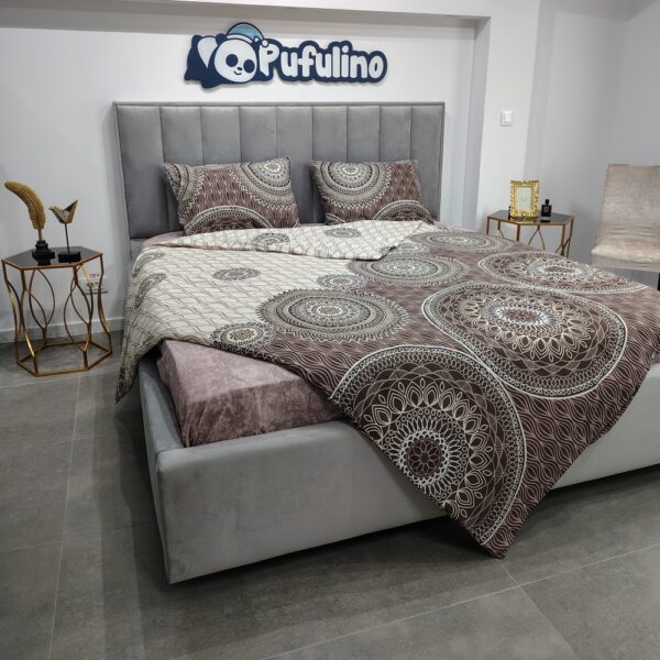 lenjerie de pat bumbac ranforce maro cu ornamente