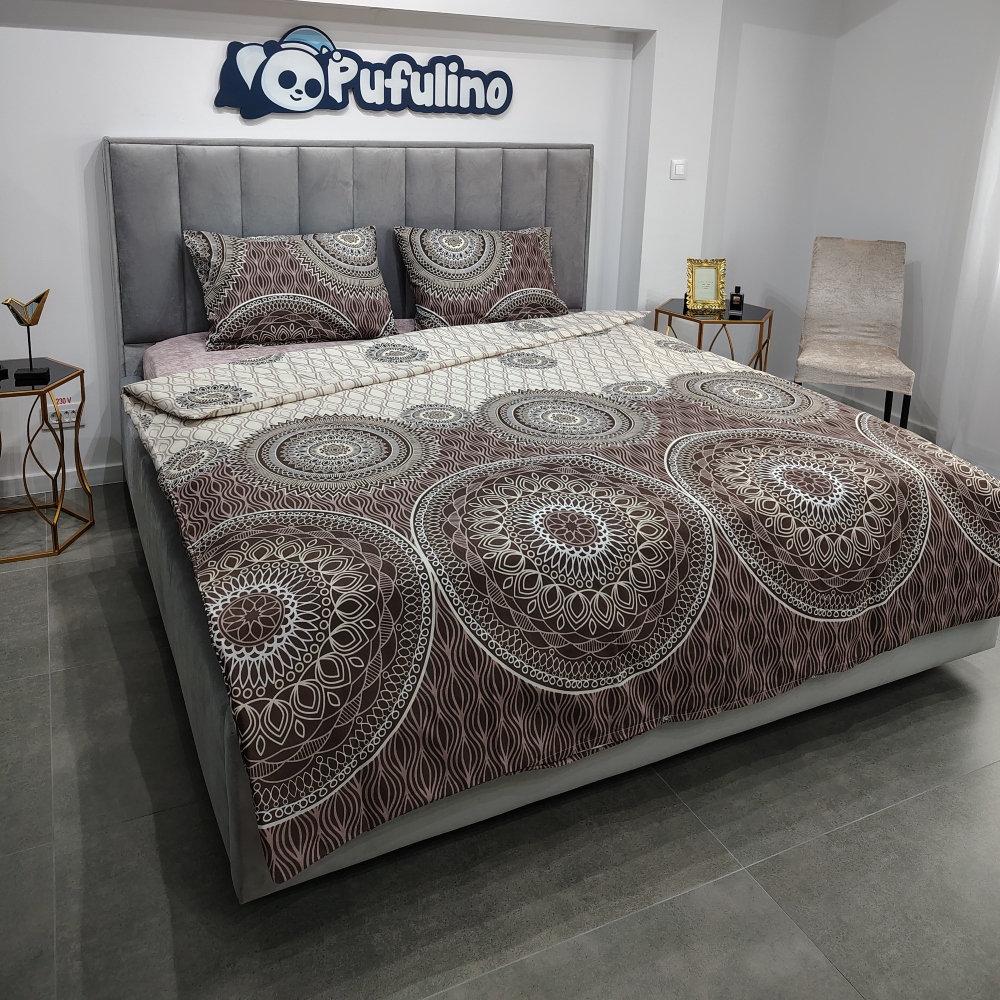 lenjerie de pat bumbac ranforce maro cu ornamente 3 lenjerie de pat bumbac ranforce maro cu ornamente