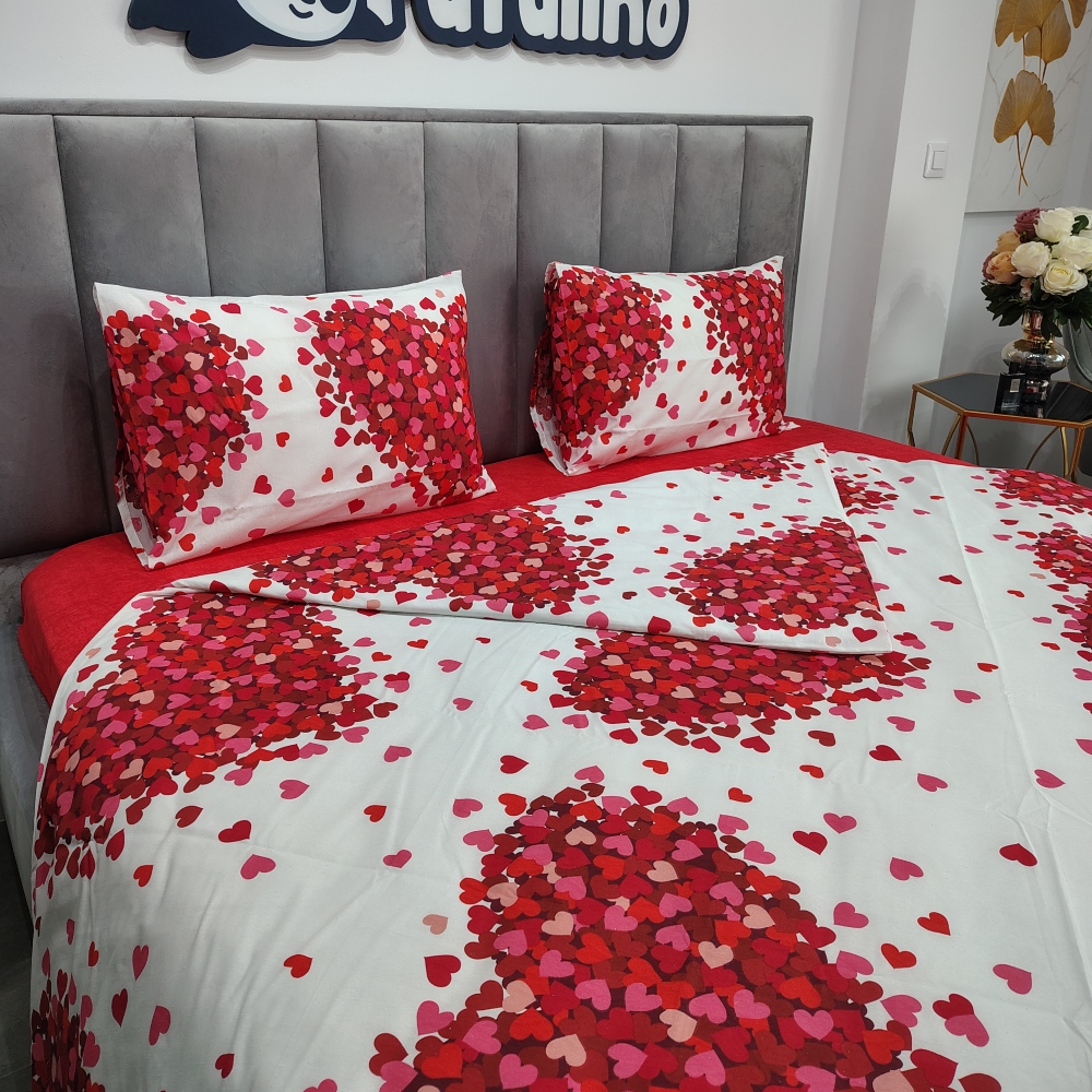 lenjerie de pat ranforce alba cu inimioare (3) lenjerie de pat ranforce alba cu inimioare