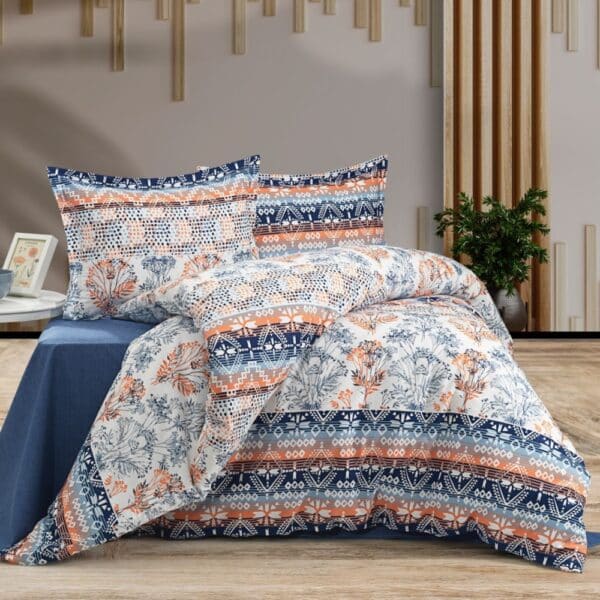 lenjerie de pat ranforce cu ornamente colorate