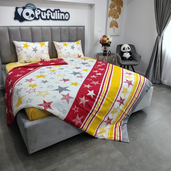 lenjerie de pat ranforce cu stelute colorate