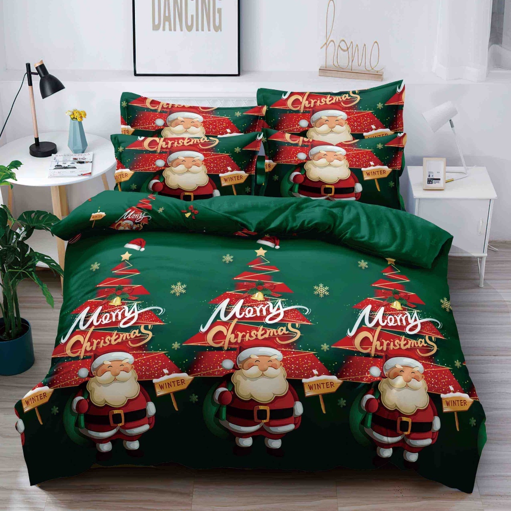 lenjerie de craciun verde cu mosuleti lenjerie de craciun verde cu mosuleti