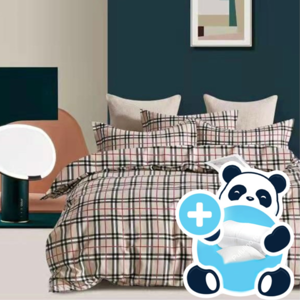 Pachet promo lenjerie pilota si perna pentru 1 persoana carouri