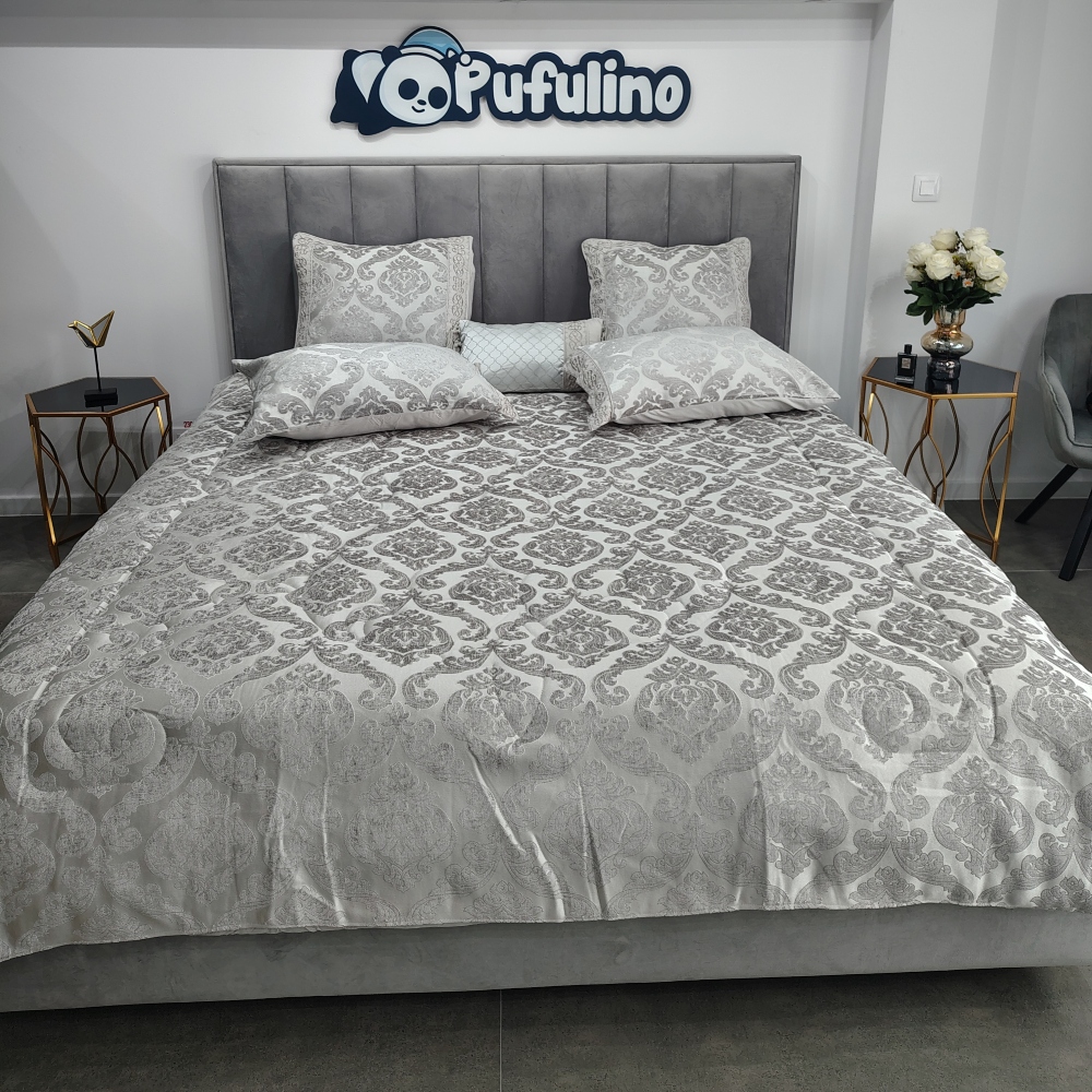 Lenjerie de Lux Model Jacquard 3 Lenjerie de Lux Model Jacquard gri