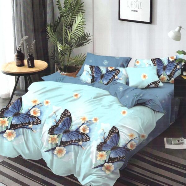 lenjerie bleu cu fluturi