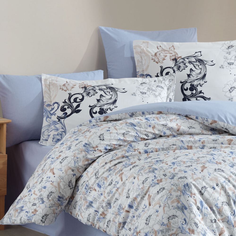 lenjerie bumbac poplin fiesta mavi aproape