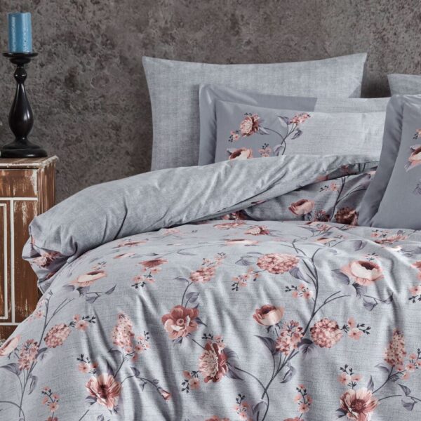 lenjerie bumbac poplin hobby benita gri aproape