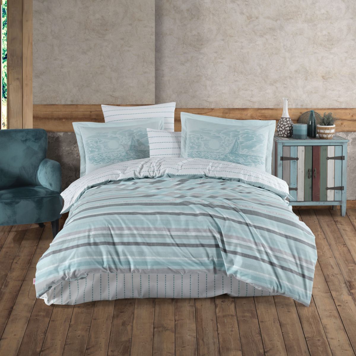 lenjerie bumbac poplin hobby talisa aqua lenjerie bumbac poplin hobby talisa aqua