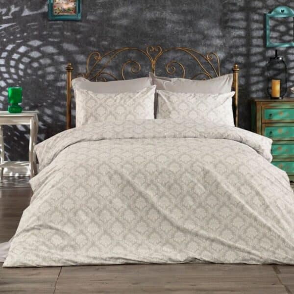 lenjerie de pat ranforce crem cu ornamente