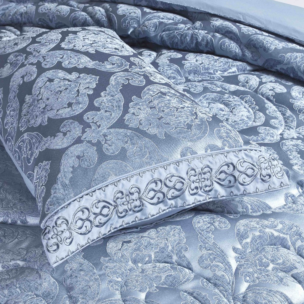 set luxury jacquard 7 piese albastru perna set luxury jacquard 7 piese albastru perna