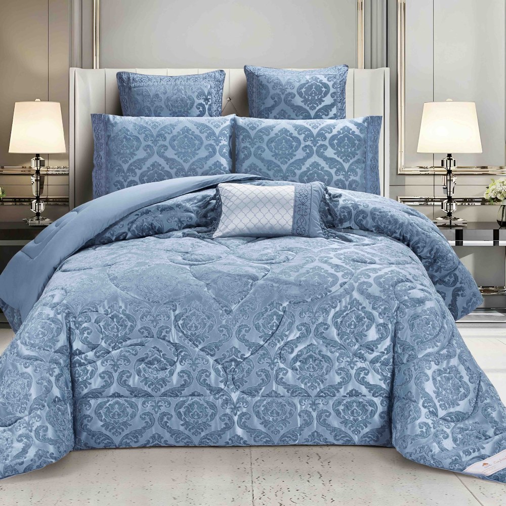 set luxury jacquard 7 piese albastru set luxury jacquard 7 piese albastru