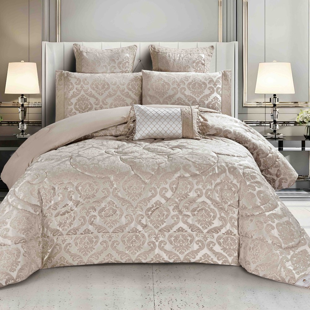 set luxury jacquard 7 piese bej set luxury jacquard 7 piese bej