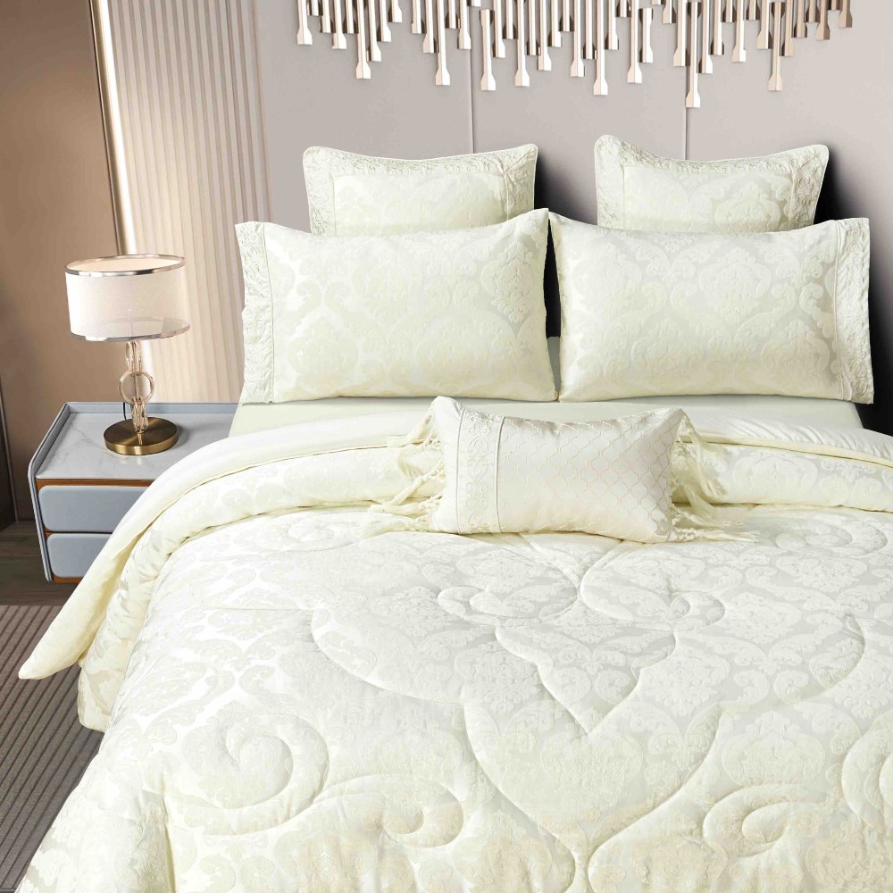 set luxury jacquard 7 piese crem aproape set luxury jacquard 7 piese crem aproape