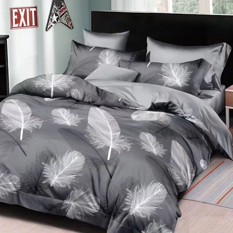 lenjerie bumbac satinat gri cu fulgi lenjerie bumbac satinat gri cu fulgi