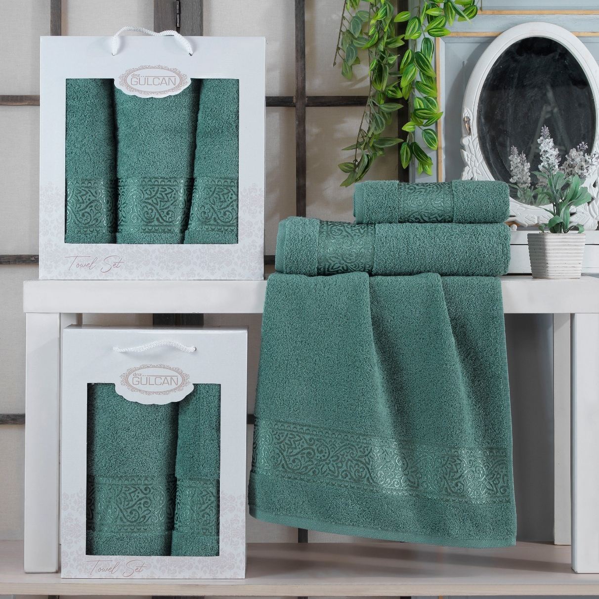 set prosoape 2 mici, 1 mare - verde set prosoape 2 mici, 1 mare - verde