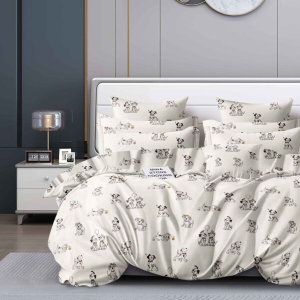 lenjerie 1 persoana crem cu catelusi