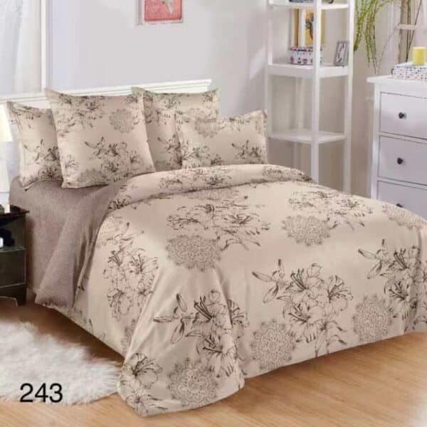 lenjerie de pat finet bej cu flori