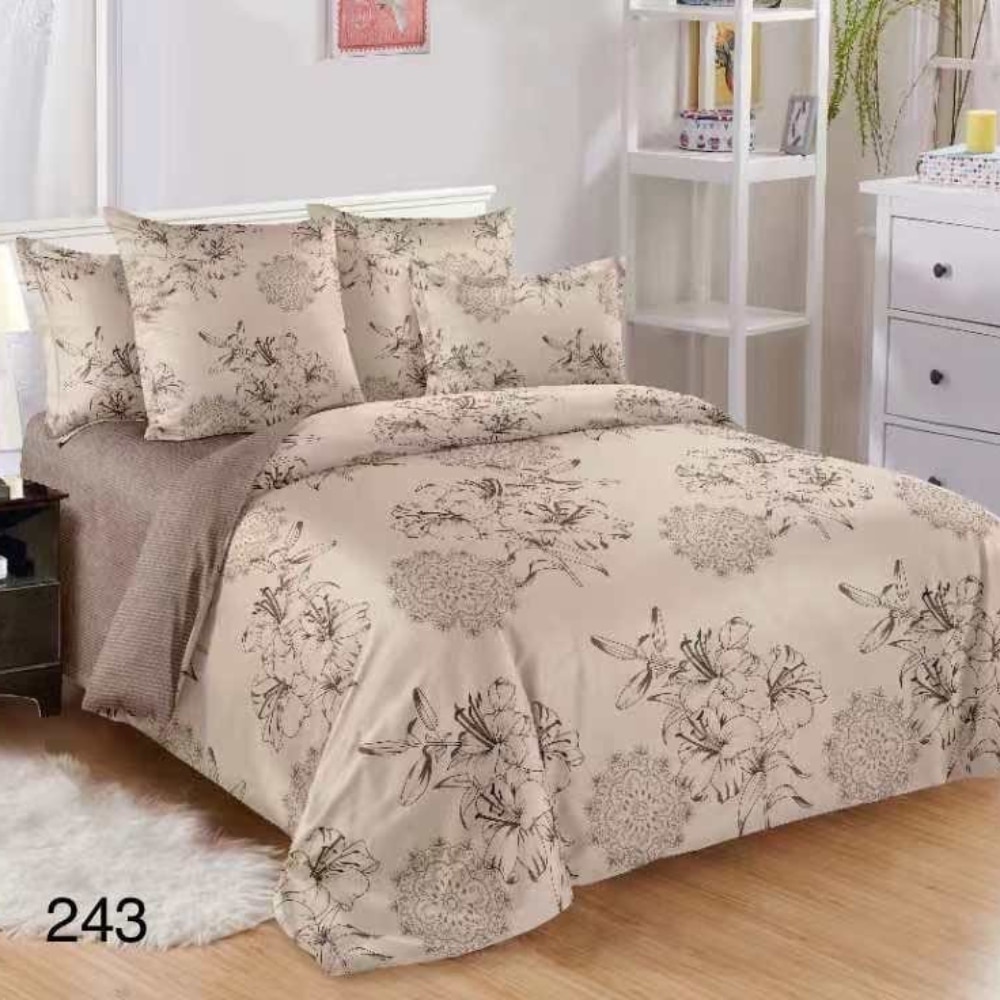 lenjerie de pat finet bej cu flori lenjerie de pat finet bej cu flori