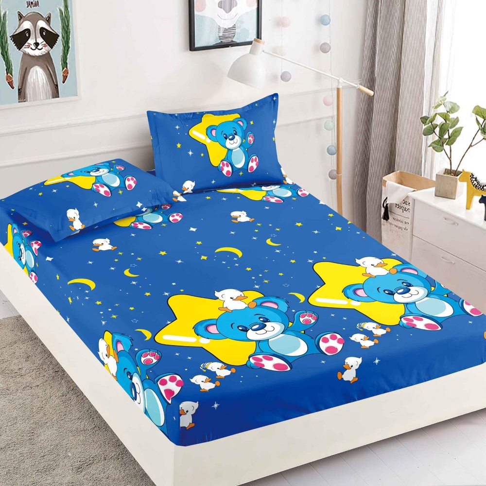 husa de pat finet albastra cu ursuleti husa de pat finet albastra cu ursuleti