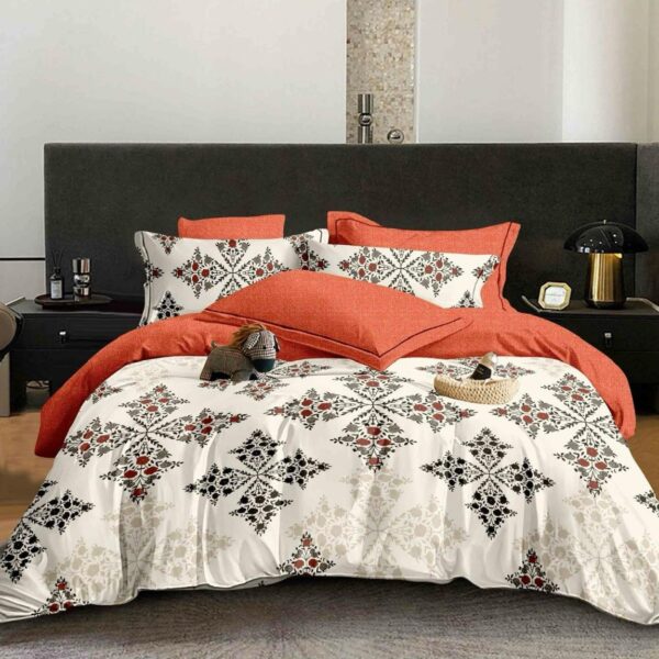 lenjerie alb portocalie cu ornamente