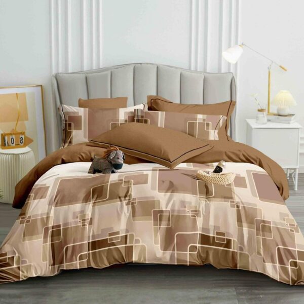 lenjerie bej maro cu patratele