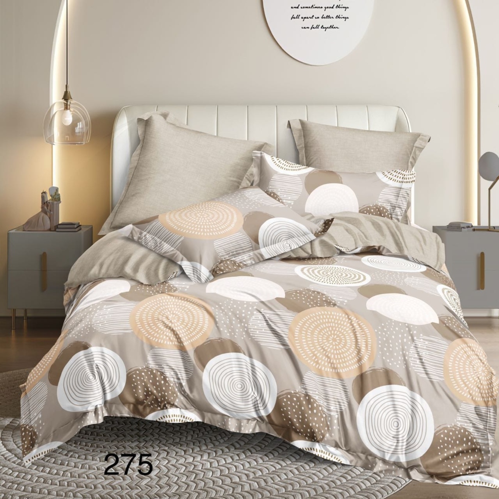 lenjerie de pat finet bej cu cercuri lenjerie de pat finet bej cu cercuri