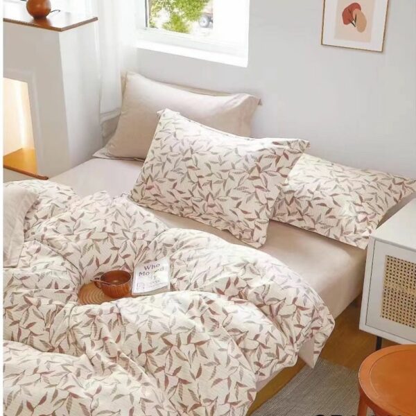 lenjerie de pat finet crem cu frunze