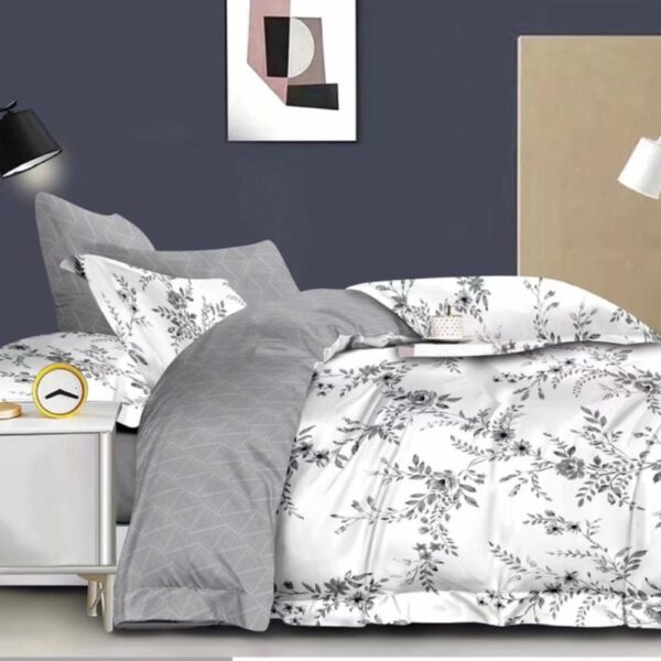 lenjerie de pat finet cu flori gri