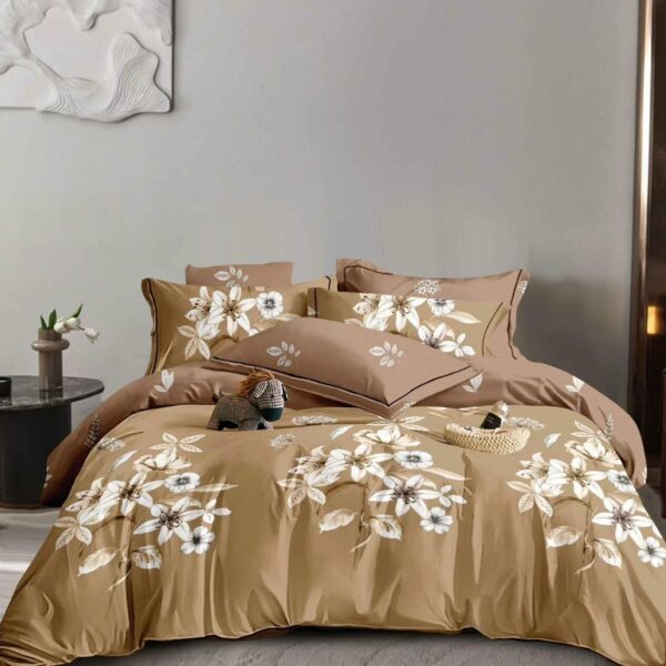 lenjerie maro cu flori albe