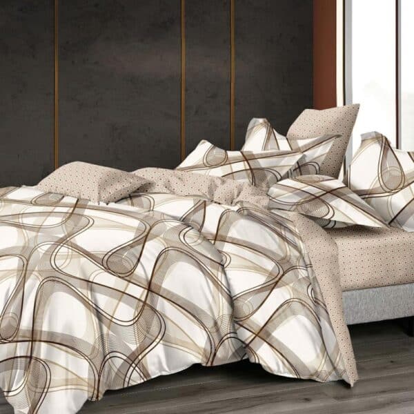 lenejrie de pat finet bej cu linii