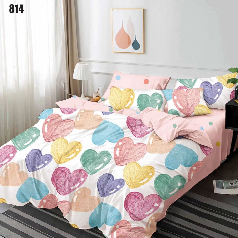 lenejrie de pat finet cu inimioare colorate lenejrie de pat finet cu inimioare colorate