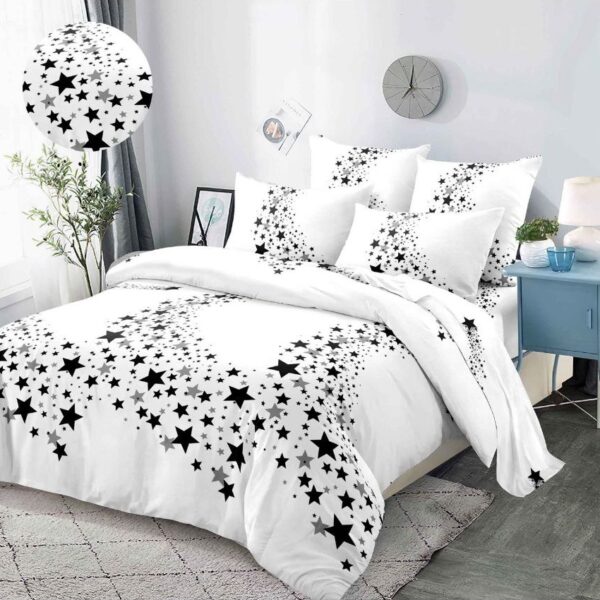 lenjerie alba cu stelute negre