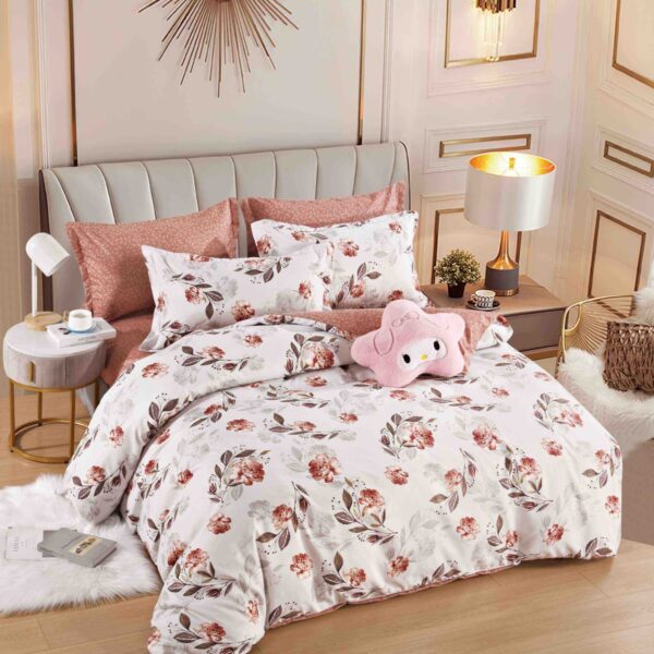 lenjerie crem portocalie cu flori